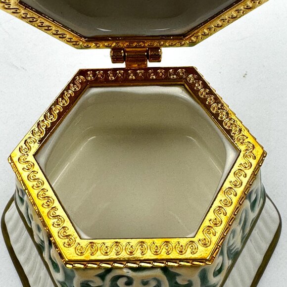 Fitz and Floyd Christmas Bells Hinged Trinket Box Holiday Ceramic Candy Jar Hand - Picture 8 of 12